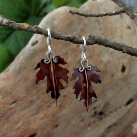 Copper Maple Leaf Earrings