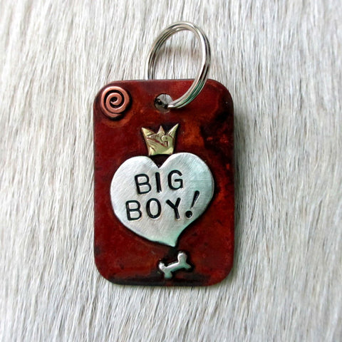 dog tag with heart that says 'BIG BOY!"