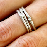 Sterling Silver Twig Rings: 3 Singles